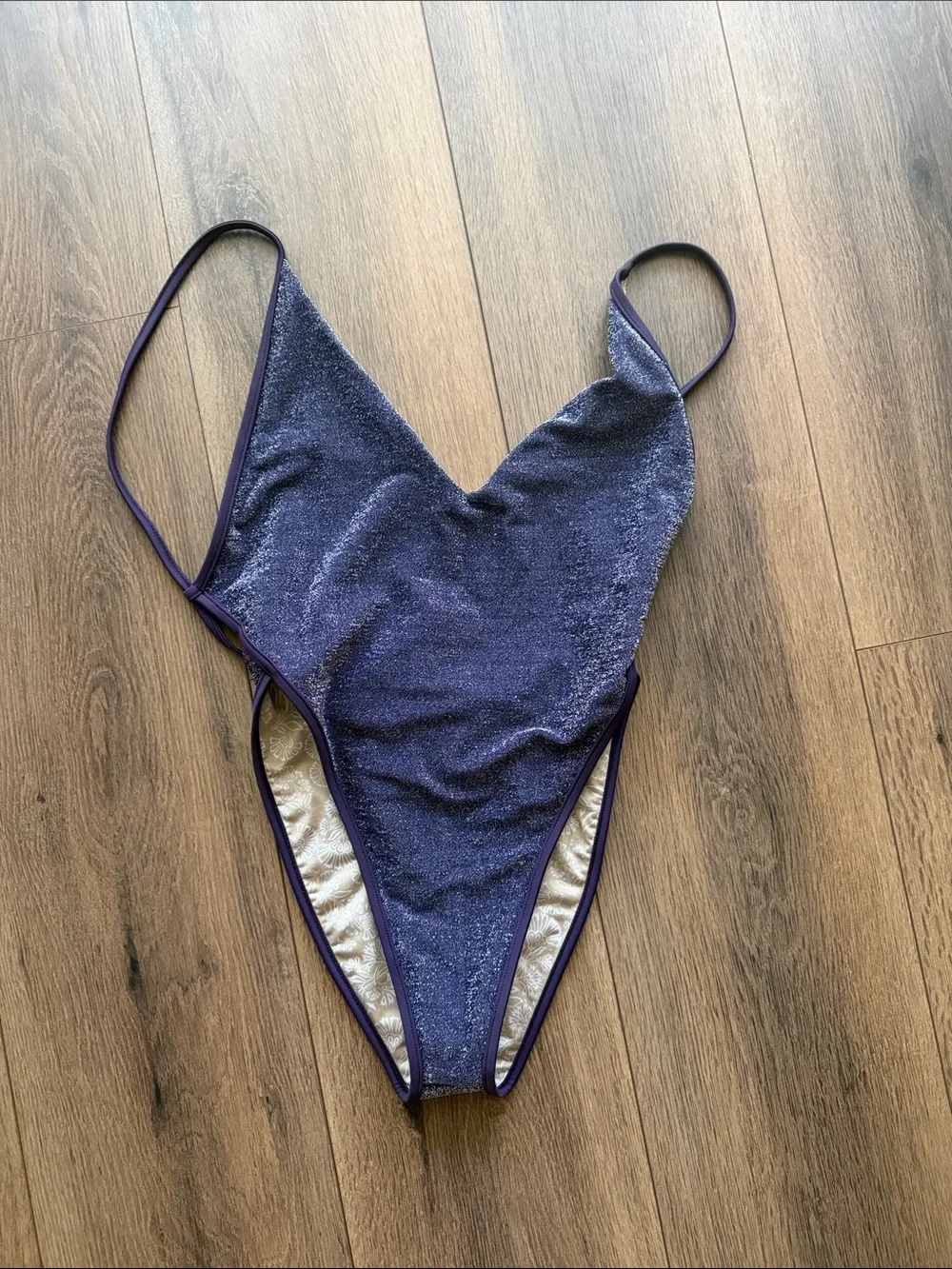 Free People Purple Sparkle One-Piece Swimsuit